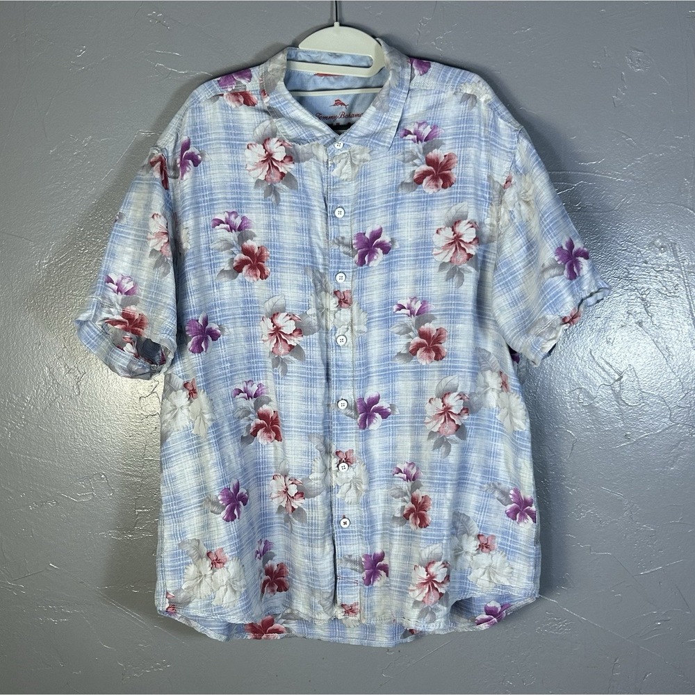 Tommy Bahama Men's Relaxed Fit Hibiscus Linen Blend Shirt Mens Size XXL Vacation